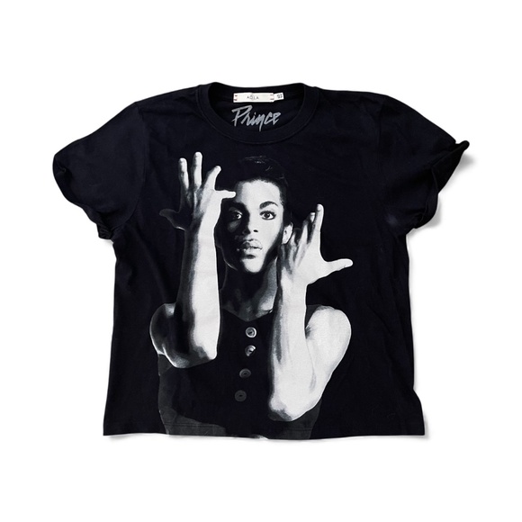 A.O.LA Alice & Olivia X Prince Rare Black T Shirt Sz XS - Picture 1 of 6